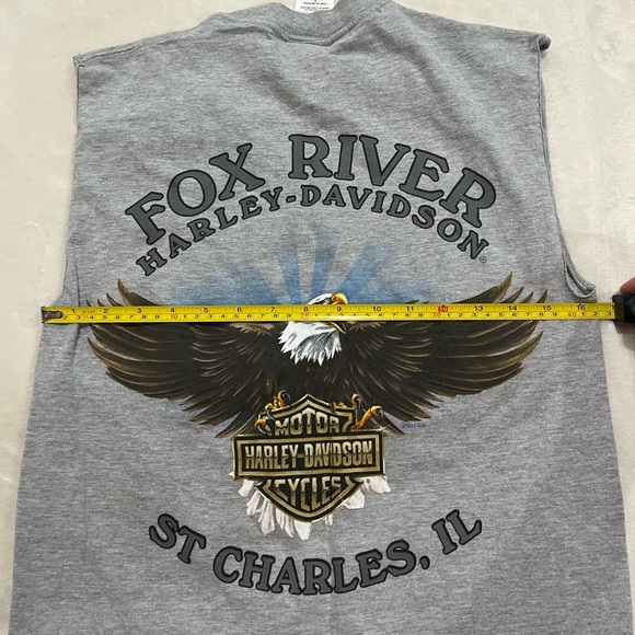 Harley Davidson Y2K Grunge Skull Cut Off T Shirt Small 2009 Hanes Beefy T - Picture 3 of 5